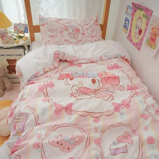 Kawaii Sanrio Duvet Cover Set – MY Melody, Cinnamoroll & Kuromi Magic